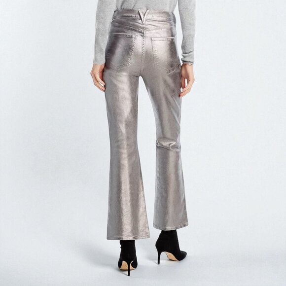 Veronic Beard Carson Metallic High Rise Flare Jeans in Light Gunmetal Size 30 - Picture 2 of 15